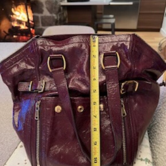 Yves Saint Laurent Rive Gauche Burgundy Patent Leather Sac Downtown Tote - Picture 6 of 14